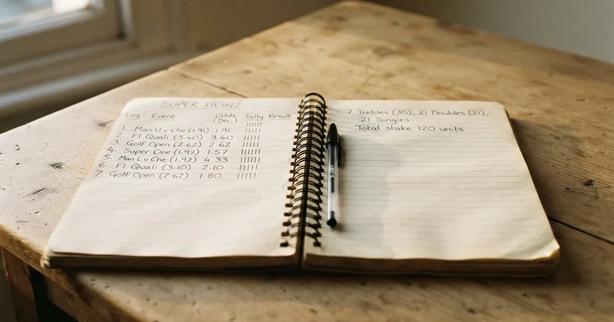 Ein Notizbuch mit handschriftlichen Zahlenreihen und Strichlisten liegt neben einem Taschenrechner auf einem Schreibtisch.